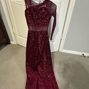 Weissman Burgundy Sequin Jumpsuit